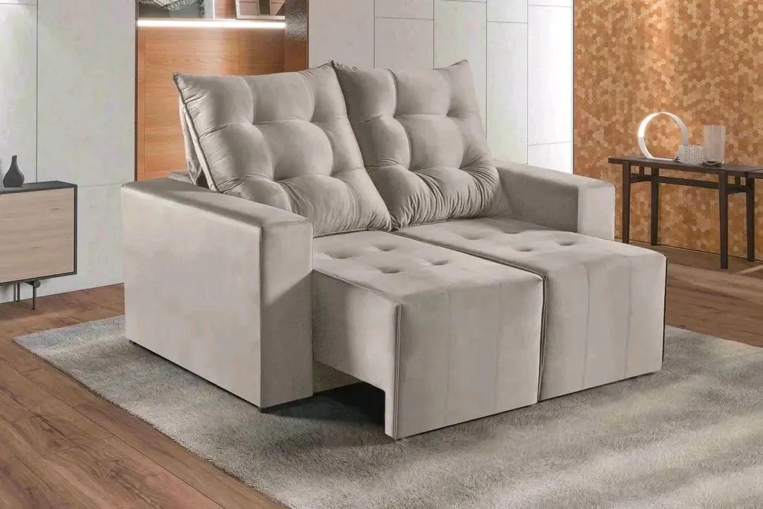 Sofá retrátil e reclinavel Itaguaí1,60m 2 módulos Veludo Inca SR F98 - Foto 4