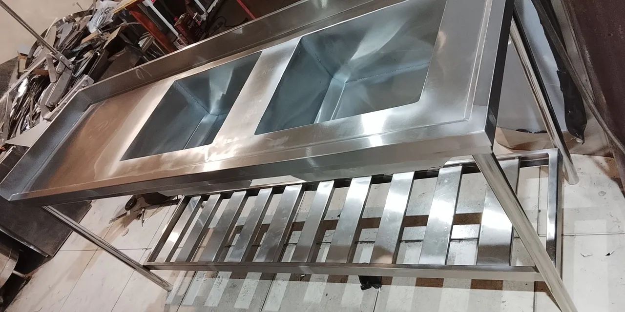 Bancada em aço inox com 2 cubas - Foto 2