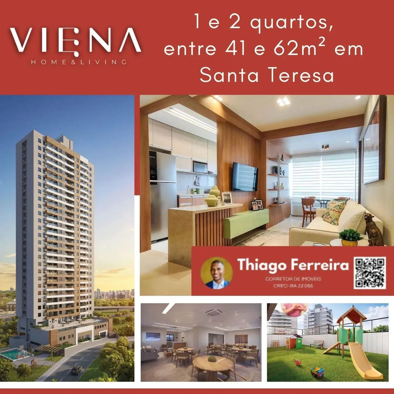 Viena, 1 E 2 Quartos Distribuído Entre 41M² A 62M² E 1 Ou 2 Vagas De Garagem Na Santa Tere - Foto 2