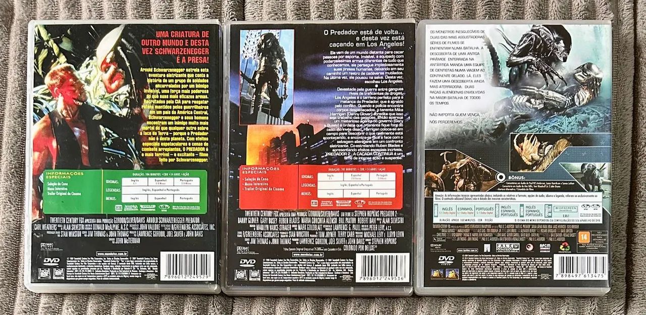 DVDS Lote com 3 O Predador 1 ? 2, Alien VS Predador - Foto 2
