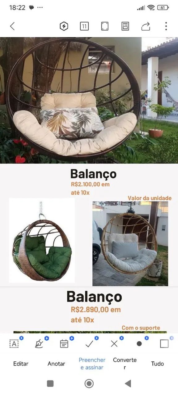 Balanço  área externa 