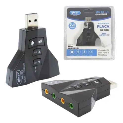 Adaptador USB de Áudio 7.1 Canais Knup HS-166 - Foto 3