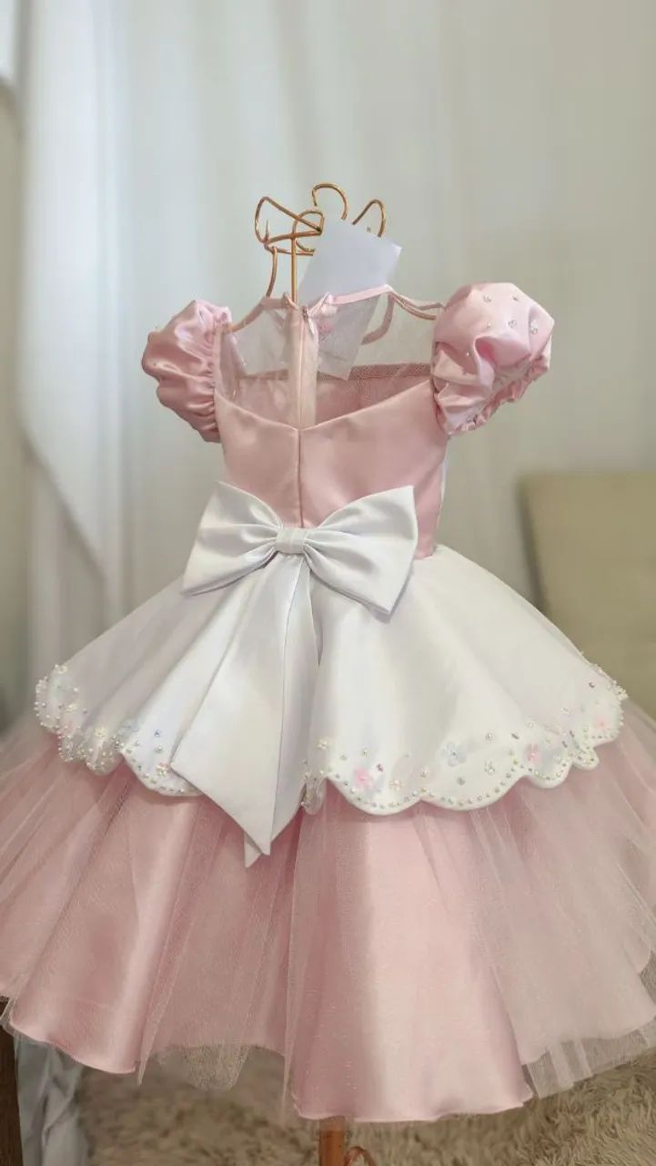 Vestido para festa de 1 ano, usado uma única vez. Todo bordado a mão lindo  - Foto 2