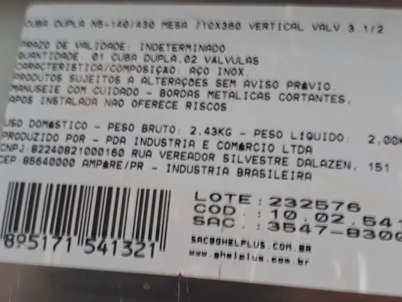 Cuba para bancada dupla 