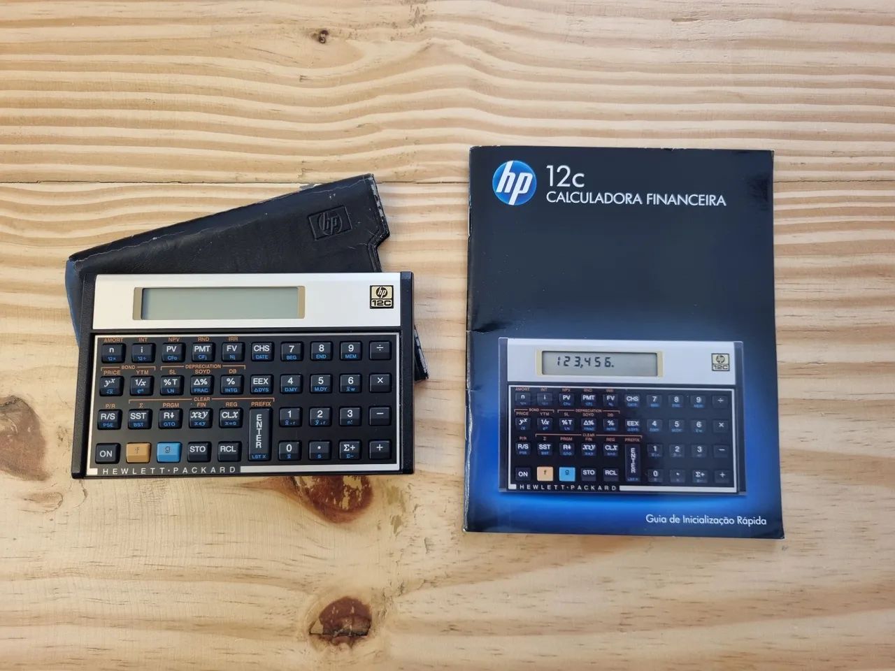 Calculadora HP 12C + Guia do usuário + Capa original em couro