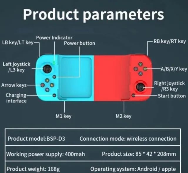 Controle Gamepad Bluetooth 5.0 Celular Android / Apple iOS - Foto 2