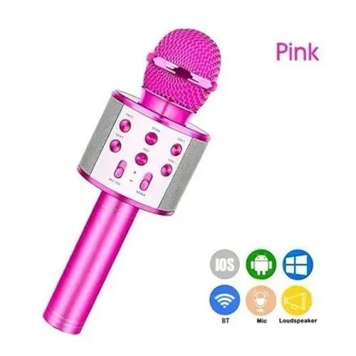 Microfone Bluetooth Karaokê Sem Fio Rosa Pink