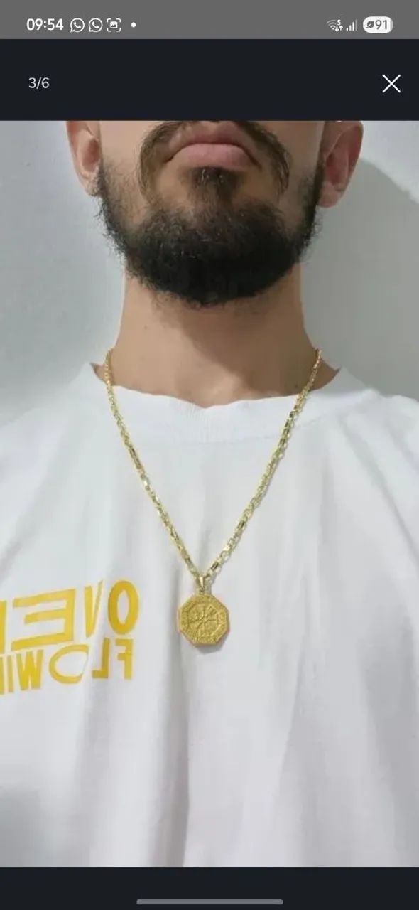 Corrente + Pingente semijoia Ouro 18K - Foto 3