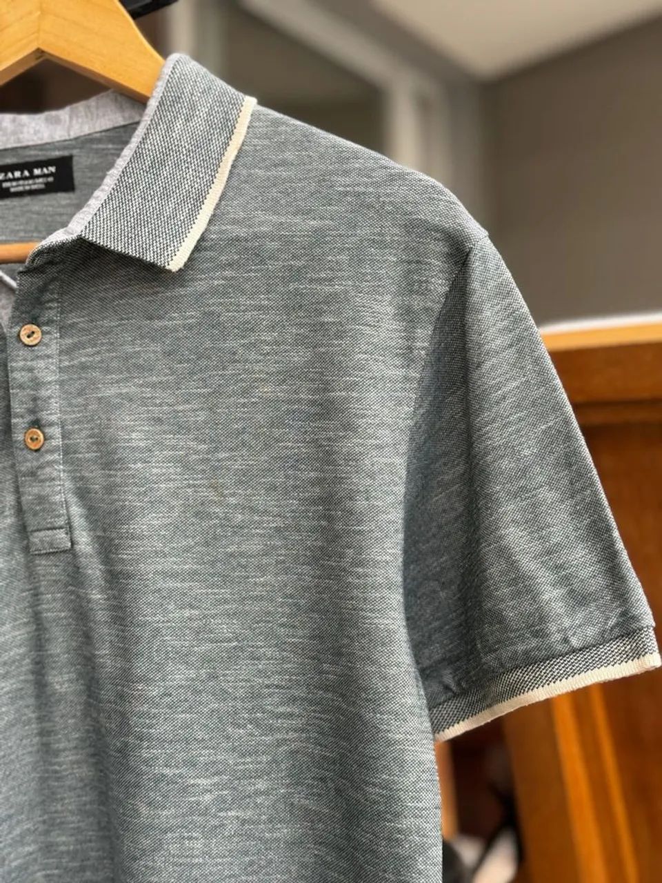 Camisa Polo Zara Man Cinza - Foto 4