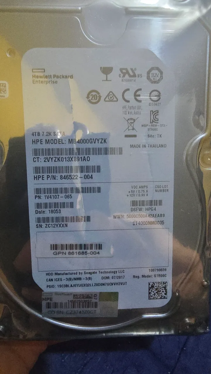 HD 4TB 7.2K SATA HPE MB4000GVYZK