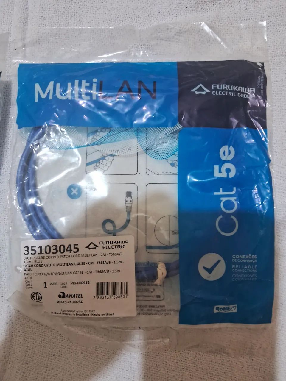 KIT 02 PATCH CORD CAT5E MULTILAN AZUL - Foto 3