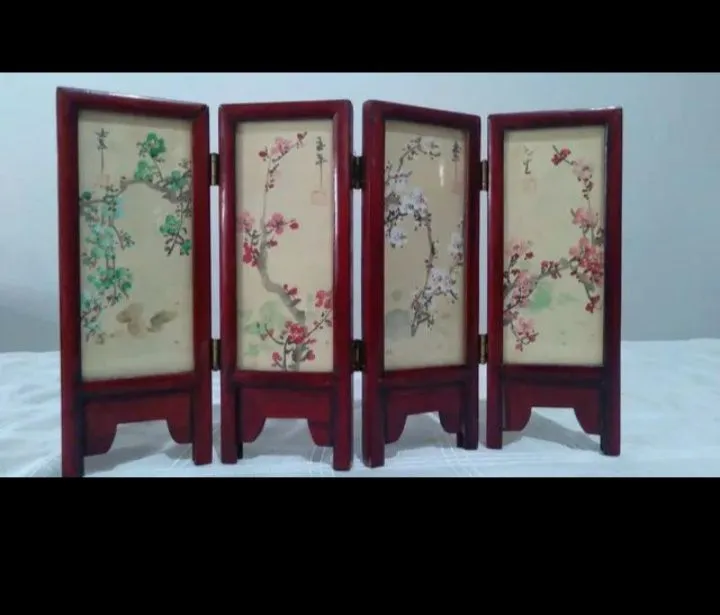 Biombo de madeira com pintura oriental "mini"