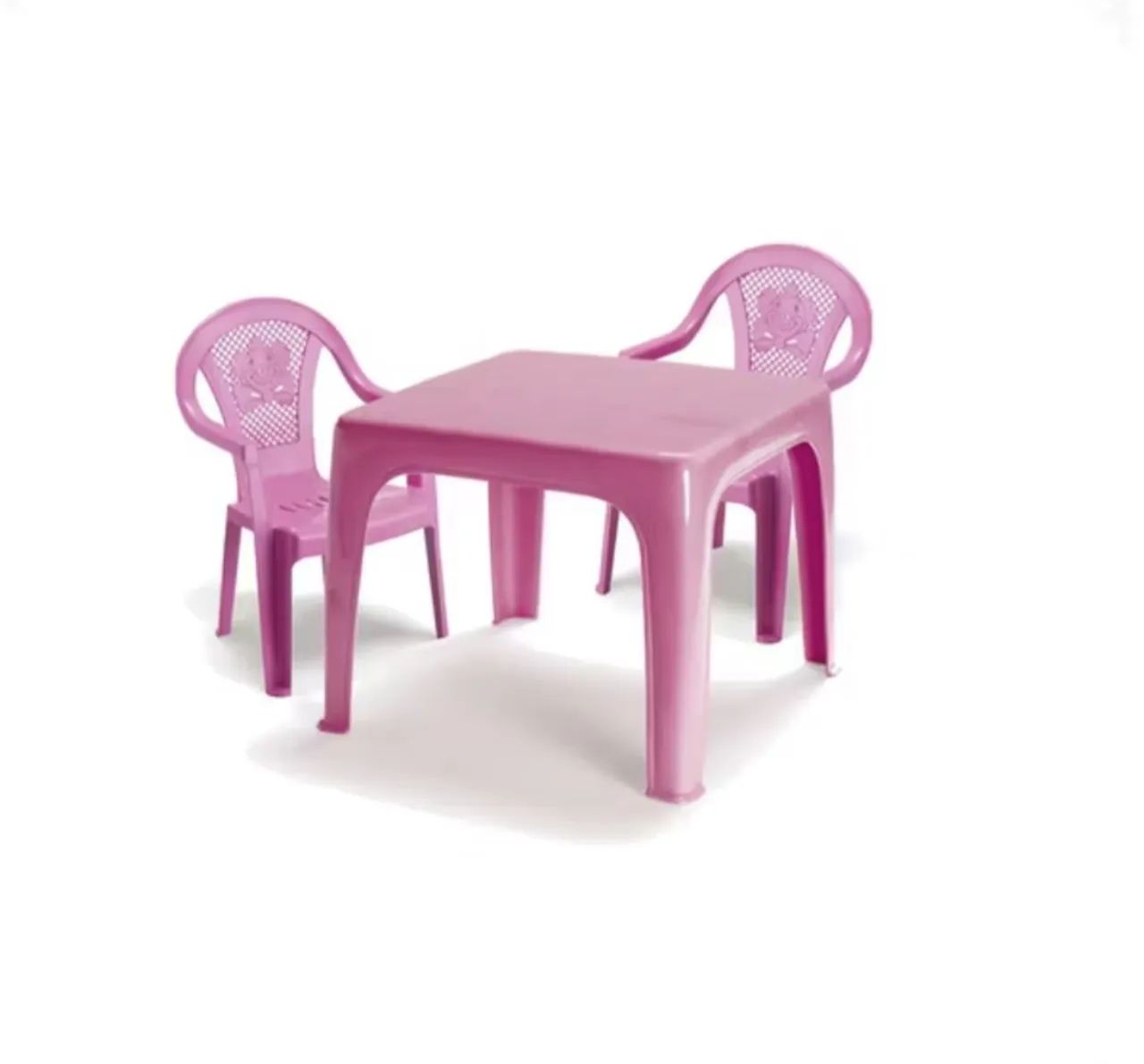 Mesinha Infantil Rosa 46x38cm+2 Cadeira Poltroninha Kids 