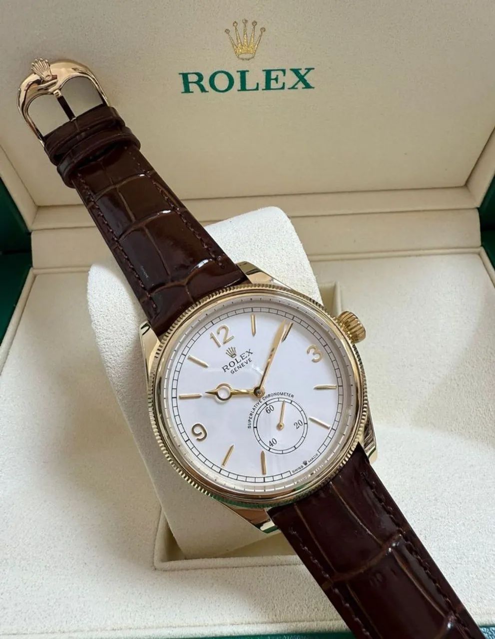 Relógio Estilo Rolex 1908  em Aço Inoxidável e Couro - Foto 2