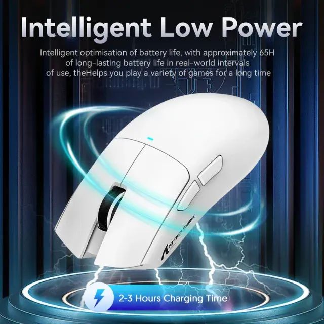 Mouse Attack Shark X11 Sem Fio + Base de Carregamento, Tri-Mode, PAW3311, Branco - [Novo]  - Foto 4