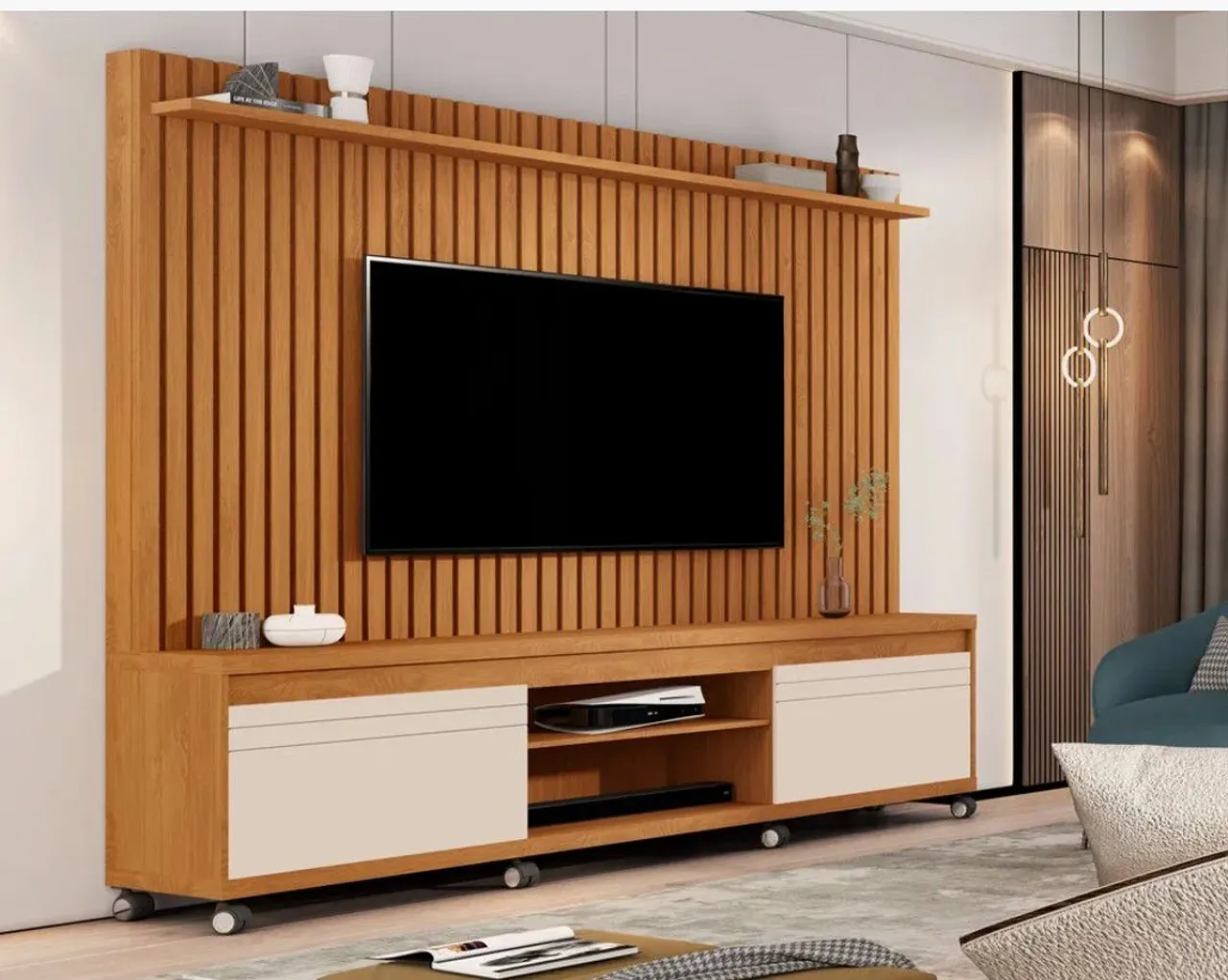 Rack home para TV ripado ,com rodinhas