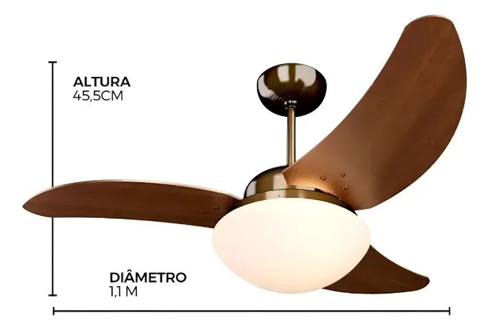 Ventilador De Teto Quarto Sala 3 Pás Tron Solano 130w Cobre 127v - Foto 3