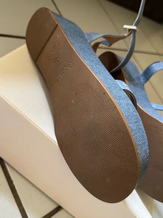 Sandália plataforma jeans azul TAM 38 calça 37.  - Foto 2