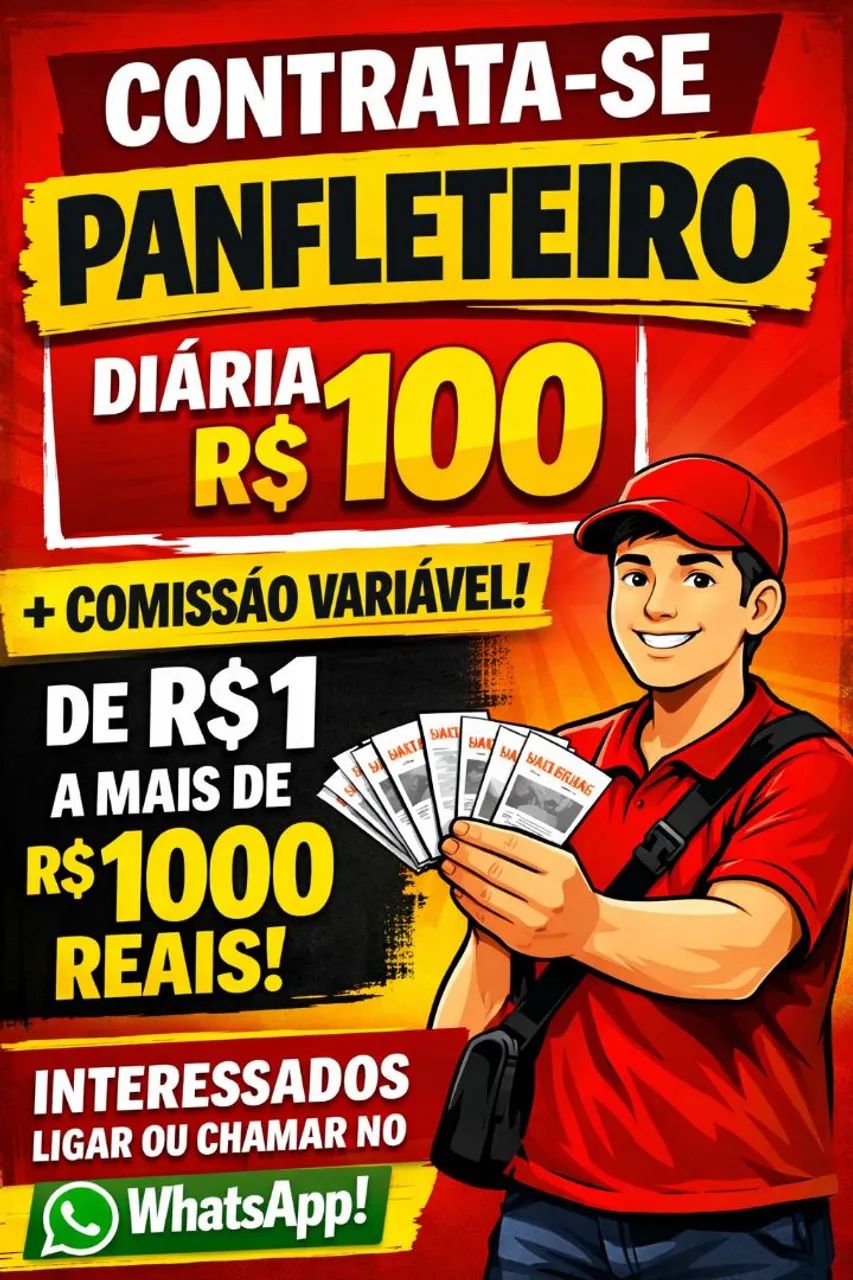 Vaga de trabalho panfleteiro ou panfleteiro renda extra