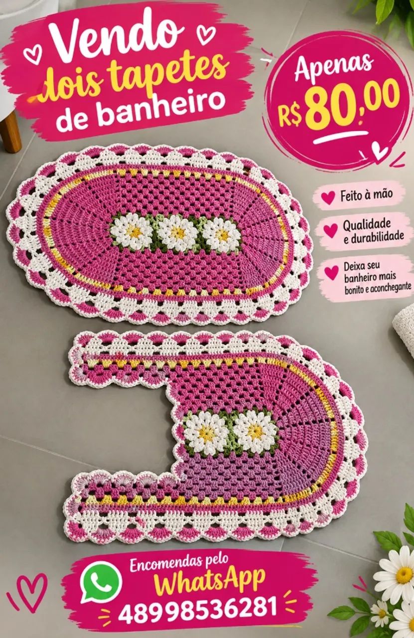 Tapete para banheiro em crochê 