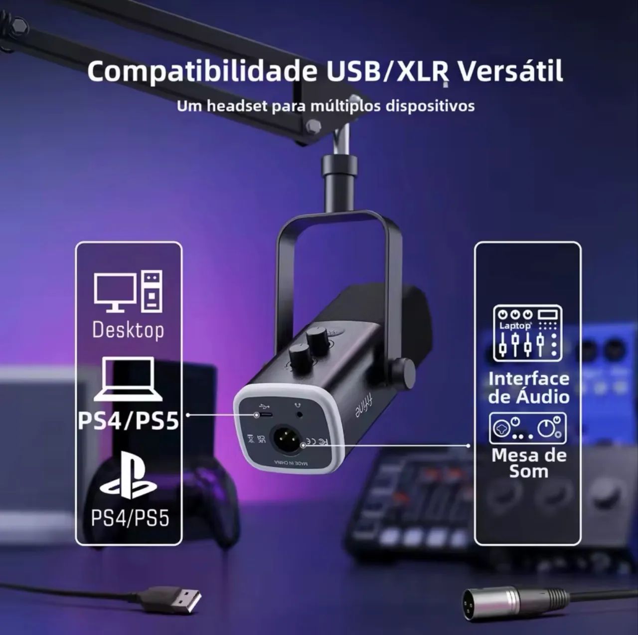Microfone FIFINE AM8T RGB USB XLR com Braço Articulado - Foto 5