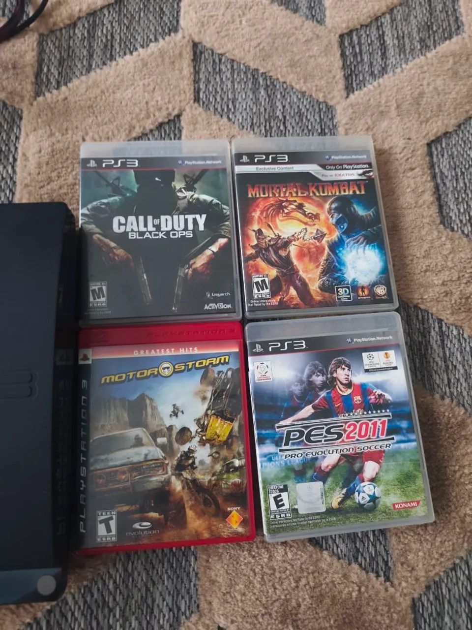Kit 4 Jogos Originais PS3: Mortal Kombat, COD, PES, Motorstorm