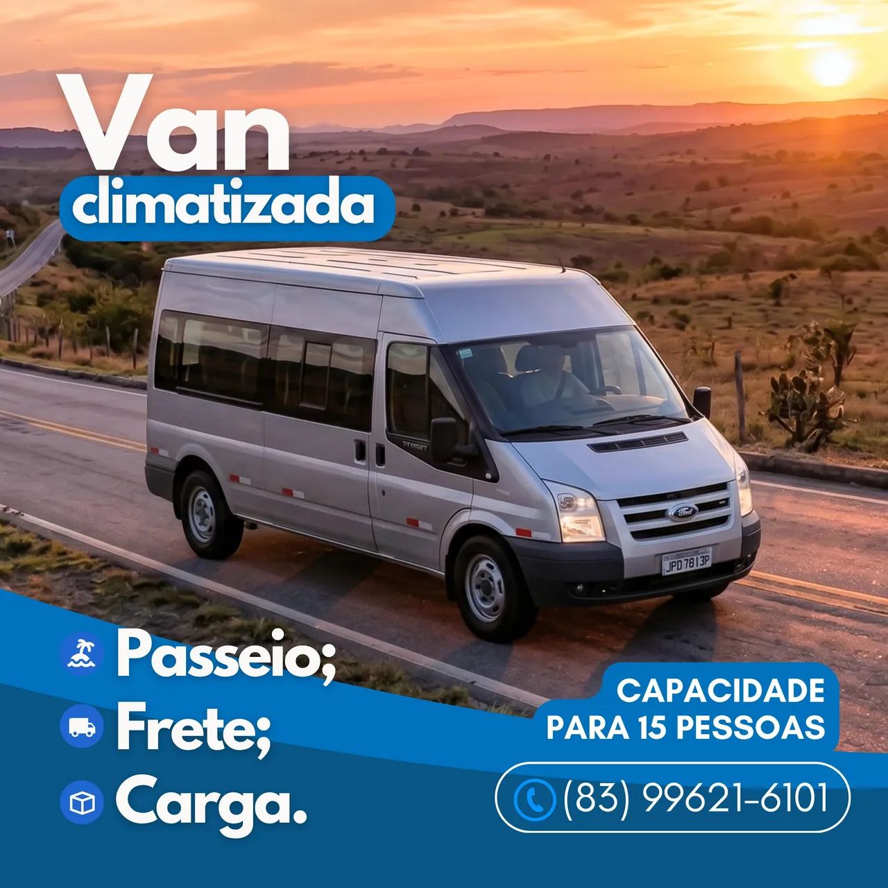 VAN FRETE/CARGA/VIAGEM PB/PE/RN/AL/CE