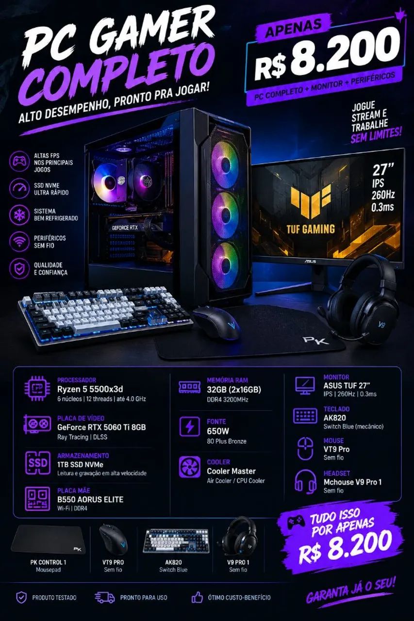 Pc gamer completaço! Itens premium