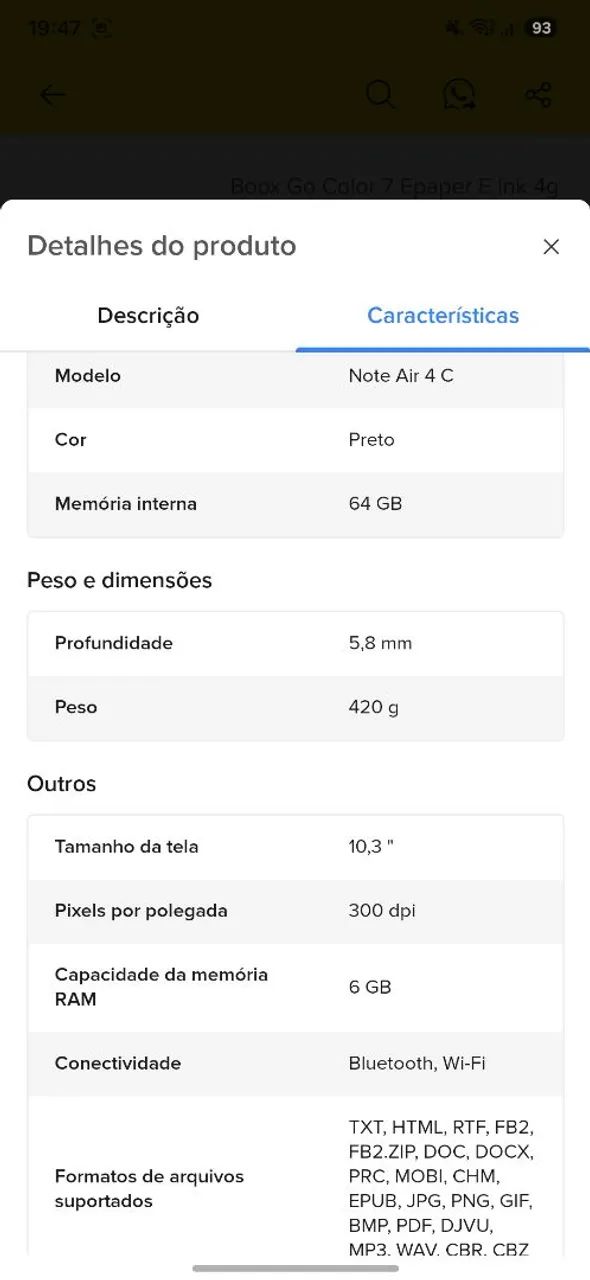 Boox air 4c leitor de livros eletronico eink bem melhor que kindle - Foto 3