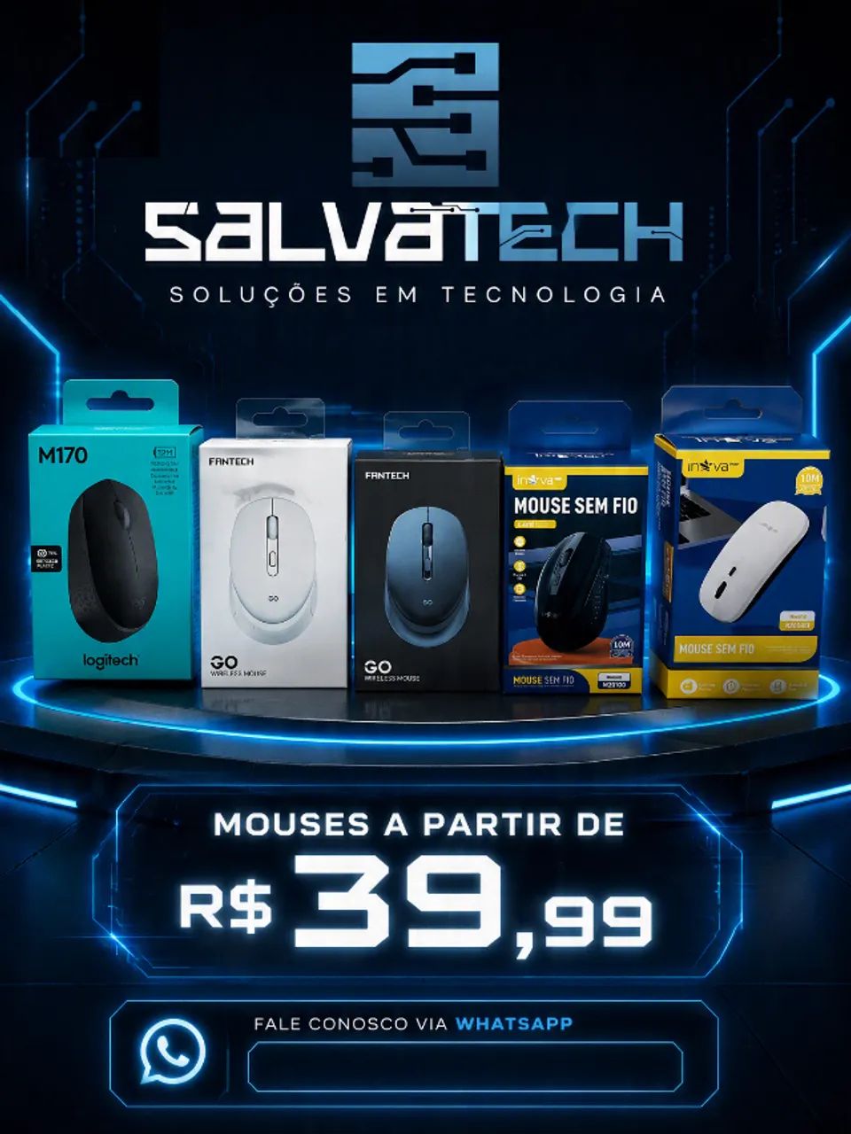 Mouse com Fio e Sem Fio | Logitech, Fantech e Inova | A partir de R$ 39,99