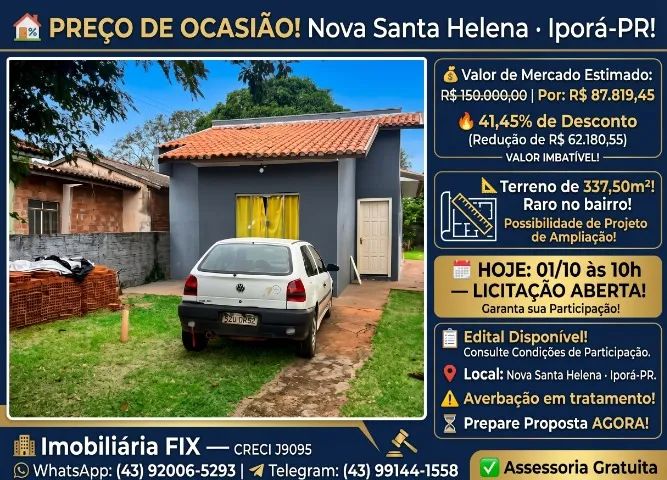 ? PREÇO DE OCASIÃO! Nova Santa Helena · Iporá-PR!