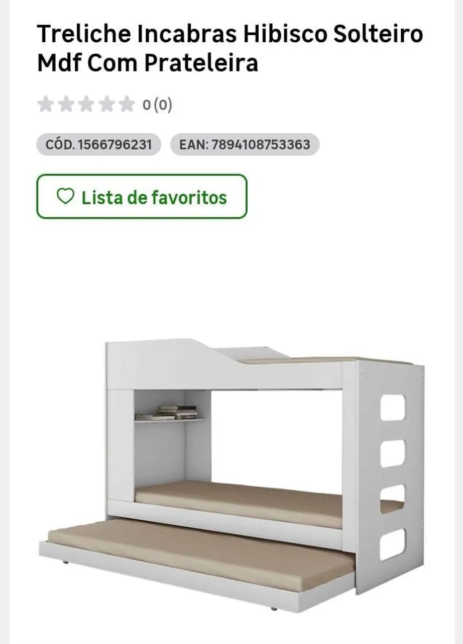 Treliche Incabras Hibisco Solteiro Mdf Com Prateleira - Foto 5