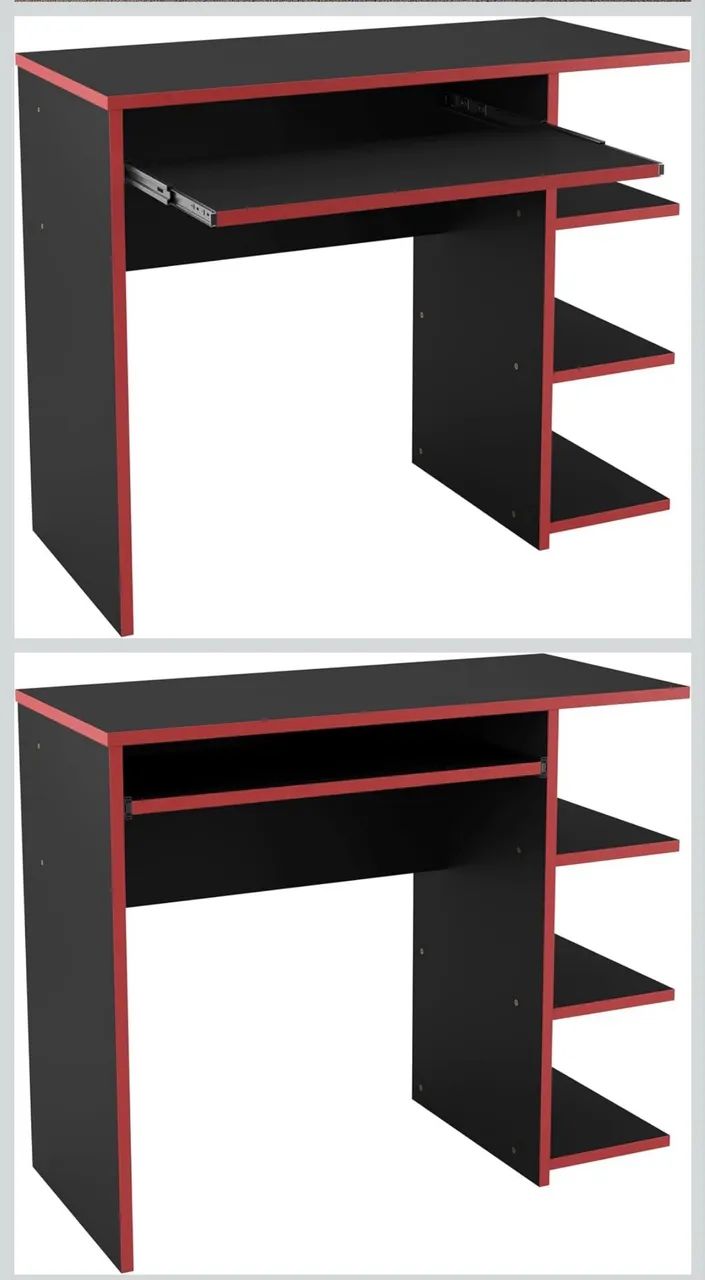 Mesa Escrivaninha Para Computador Escritório Pc gamer (preto/vermelho)