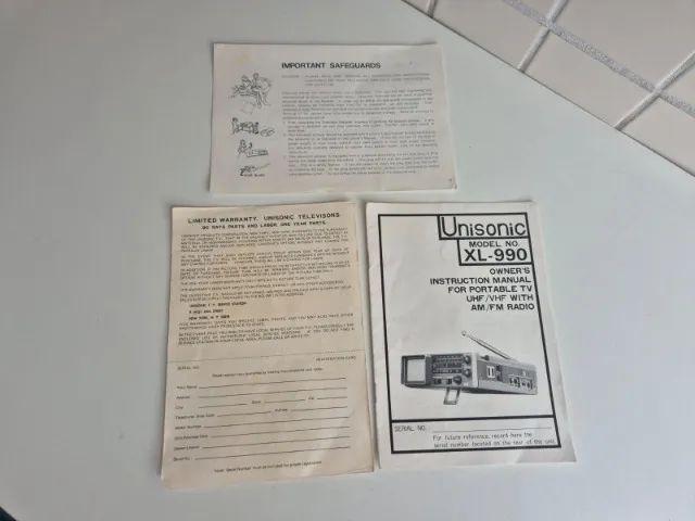 Kit Manuais Unisonic Xl-990. Tv Portátil Com Rádio. 1979