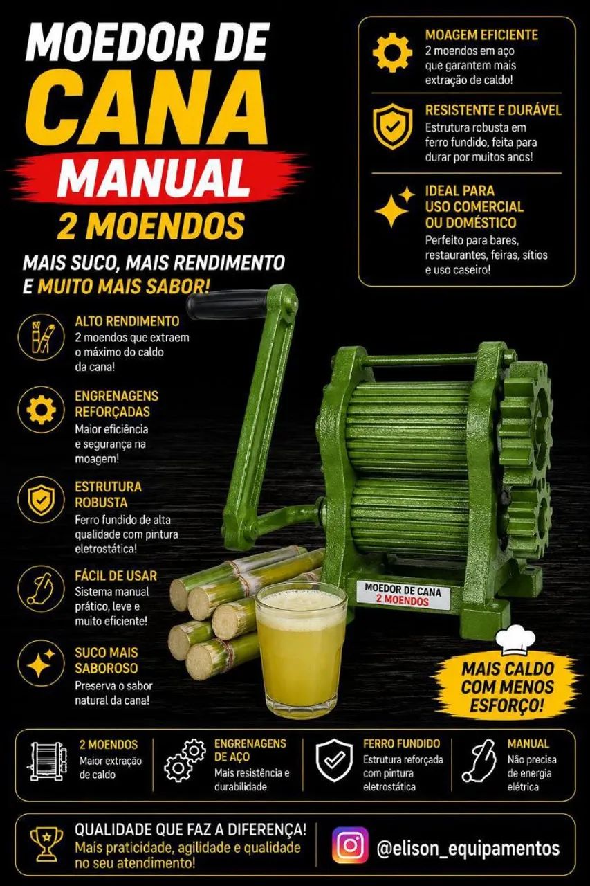 Engenho moedor de cana manual 