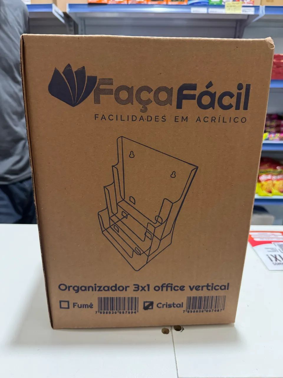 Organizador Escritório Vertical Triplo Multiuso Em Acrílico Cristal