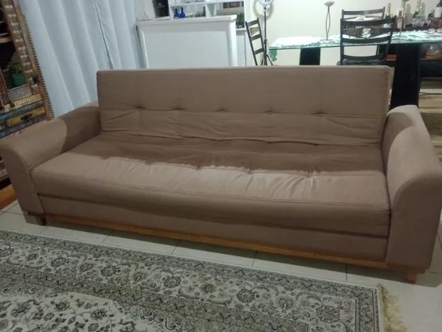 Sofá Cama 3 Lugares Bege - Elegante e Confortável - Foto 2