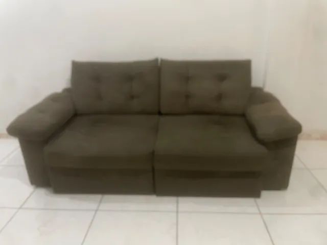 Sofá retrátil 3 lugares marrom  - Foto 2