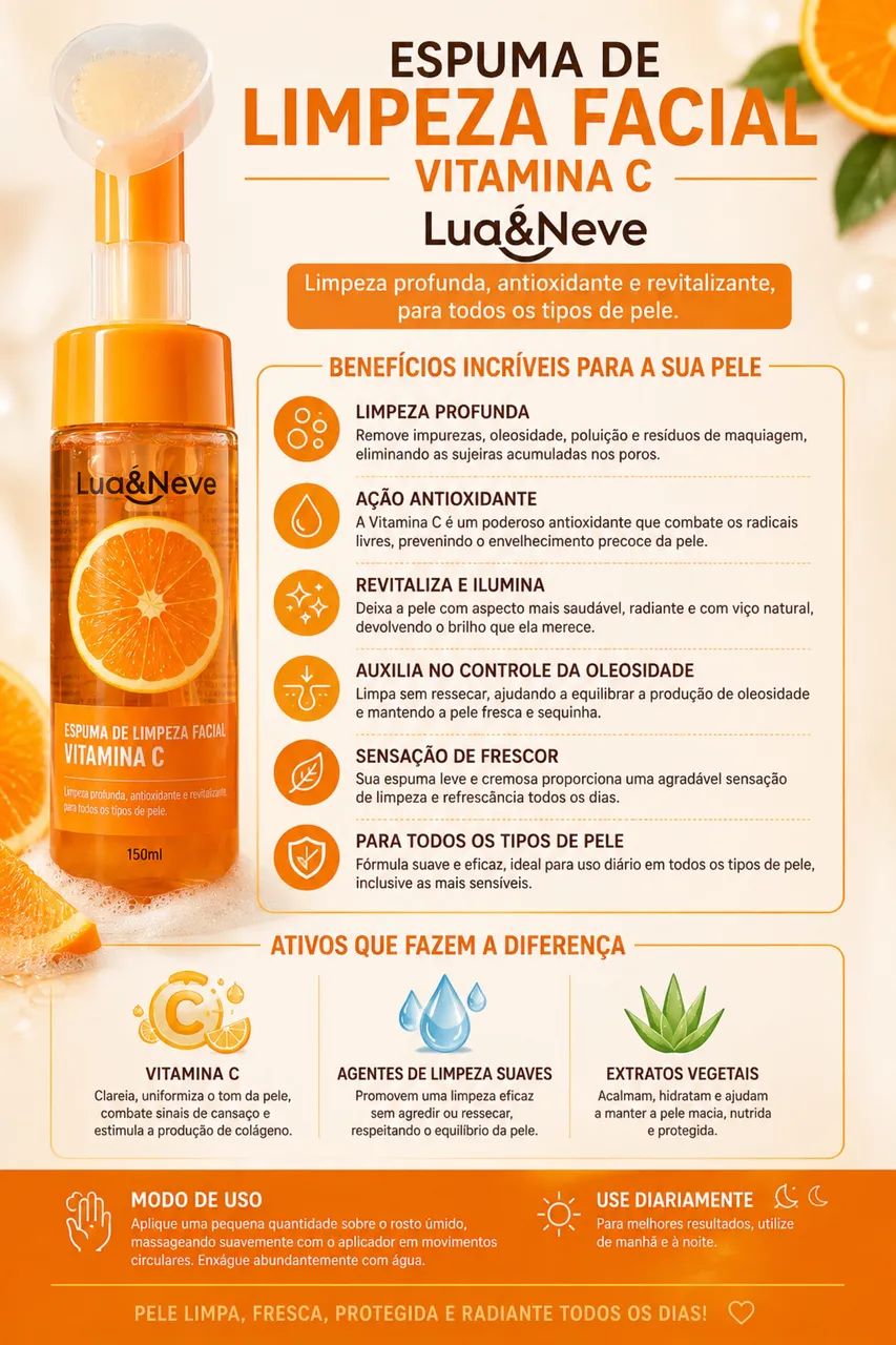 Espuma de Limpeza Facial Lua&Neve Vitamina C 150ml - Foto 2