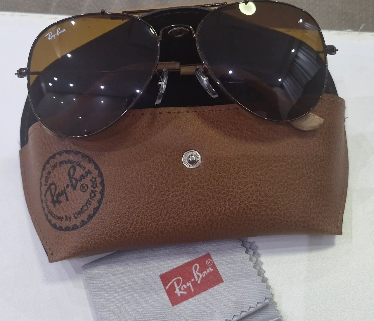 Ray Ban Rb3422q Aviator Craft Couro Marrom Original 62mm - Foto 2