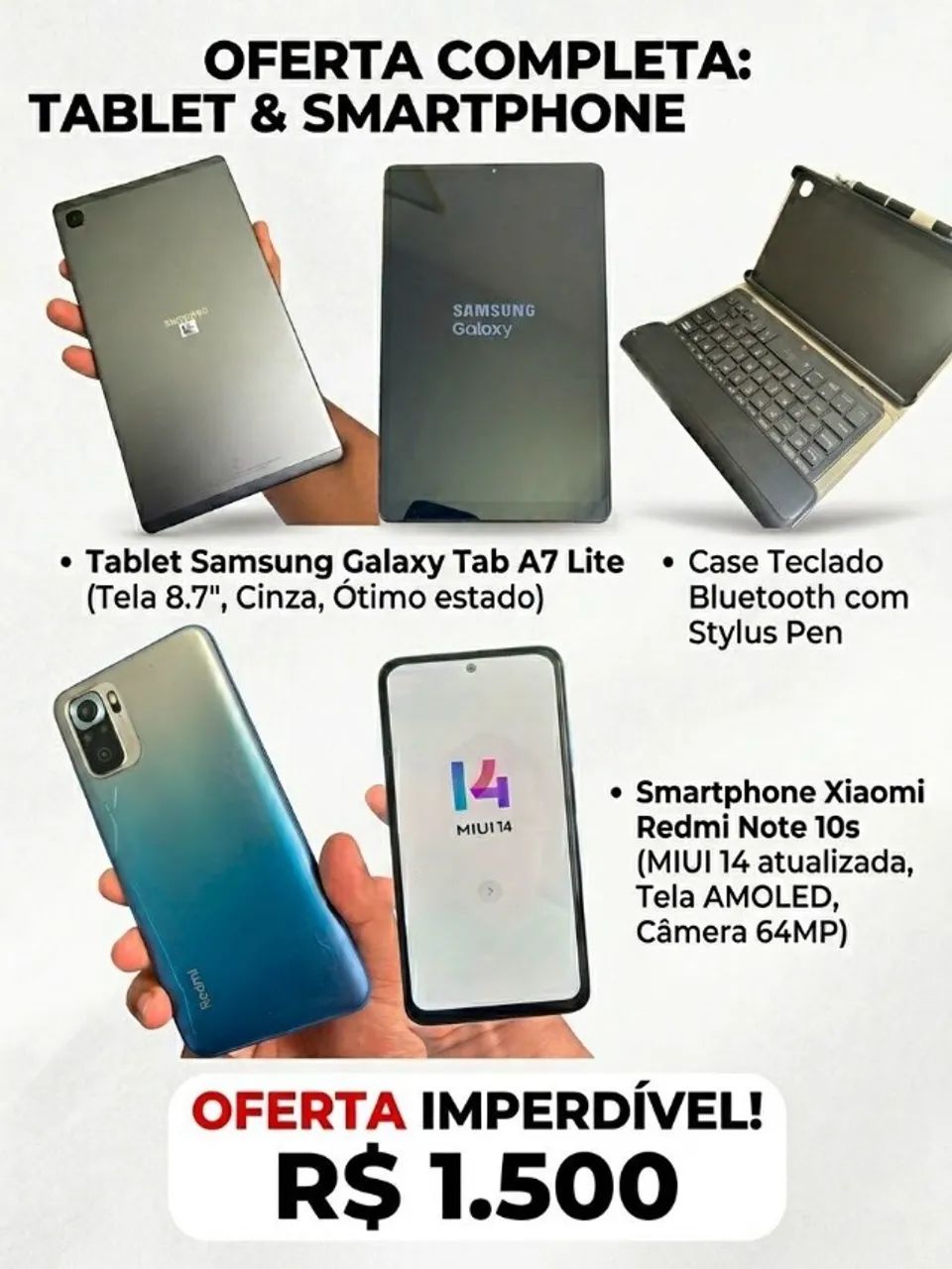 ? Combo Imperdível: Tablet Samsung Galaxy Tab A7 Lite + Smartphone Xiaomi Redmi Note 10S!