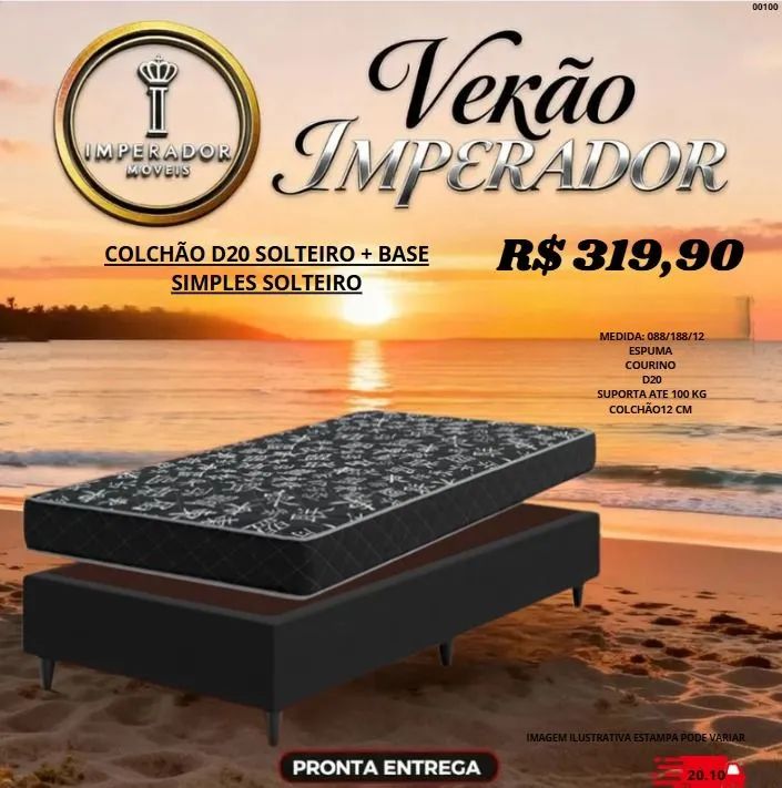 Base solteiro simples + colchão solteiro D20