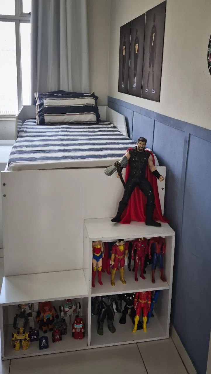 Cama alta multiuso com mesa de estudos em MDF - Foto 3