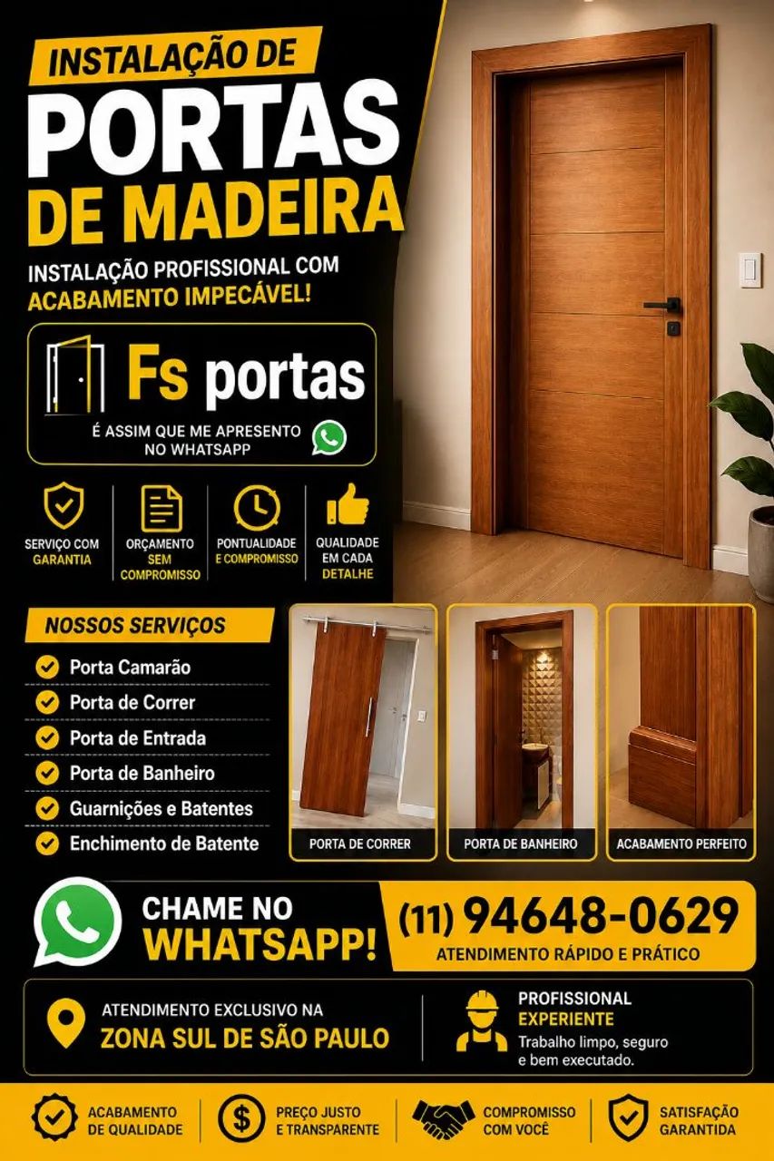 Instalação de portas de madeira.
