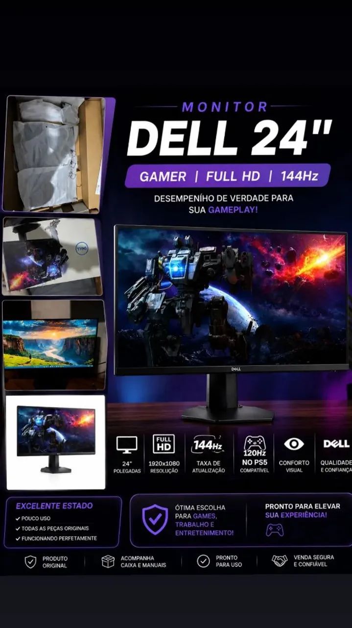 Monitor Dell 144hz 24 polegadas(120hz ps5)