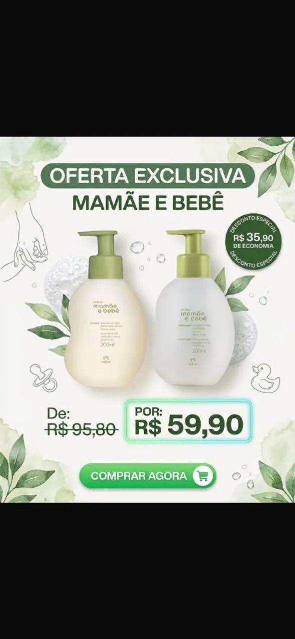 Shampoo e condicionador papai e bebê Natura 