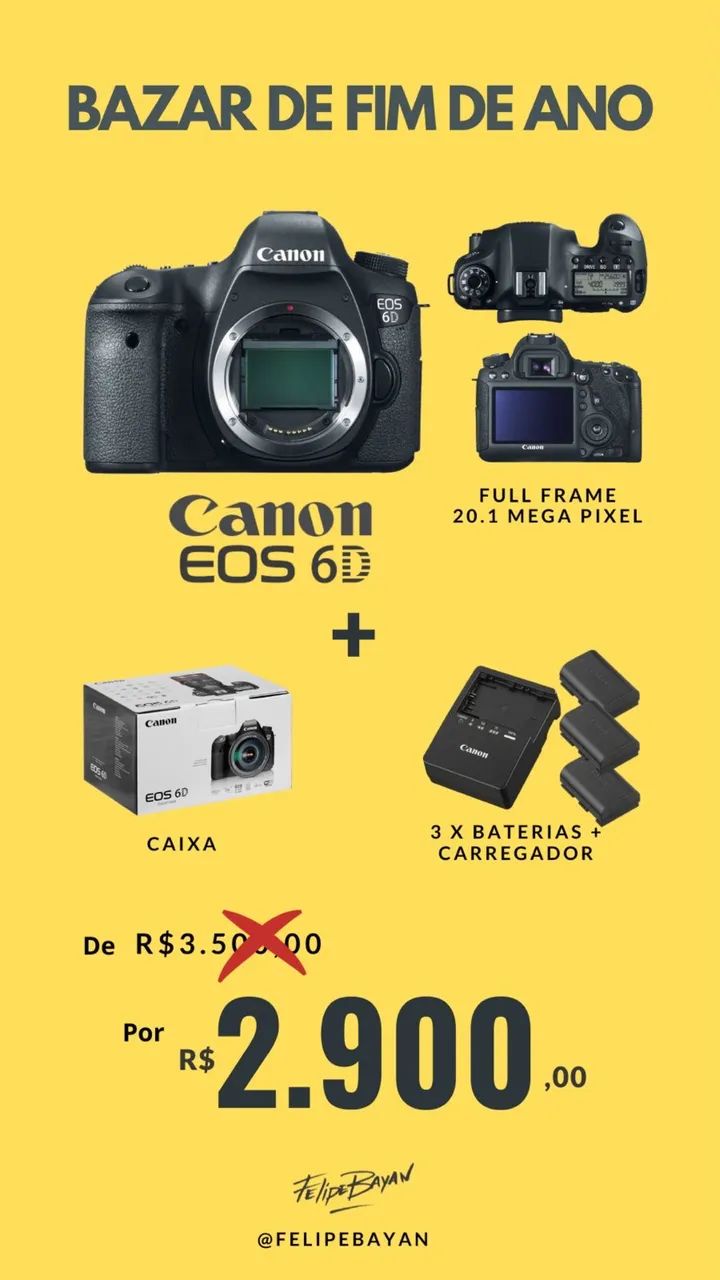 VENDO Câmera Canon EOS 6D Mark 