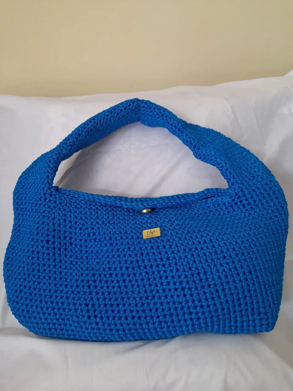 Bolsa de Ombro Feminina de Crochê Azul Bic (NOVA / Nunca Usada) - Foto 2