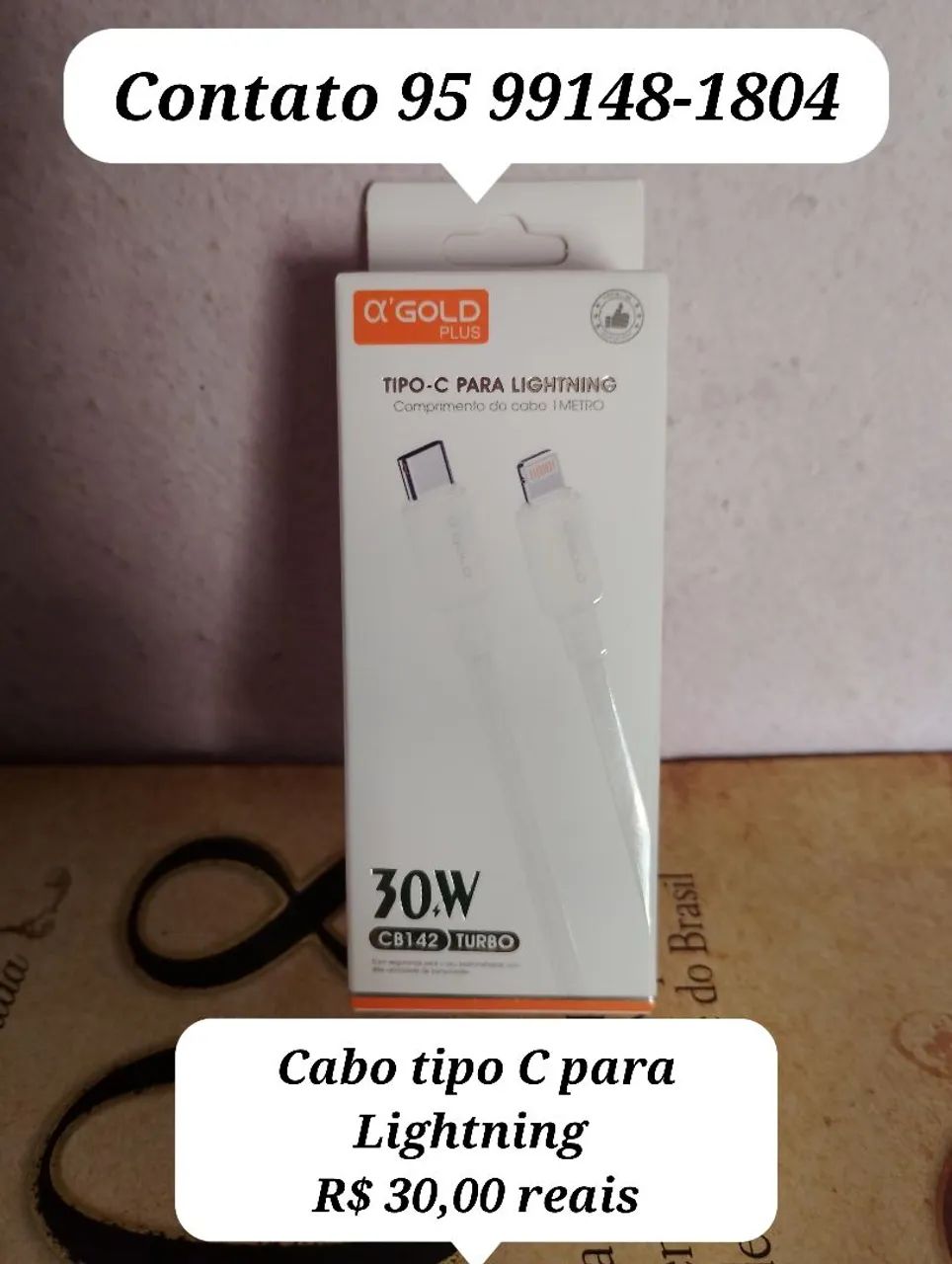 Cabo Tipo C para Lightning 30w - Gold