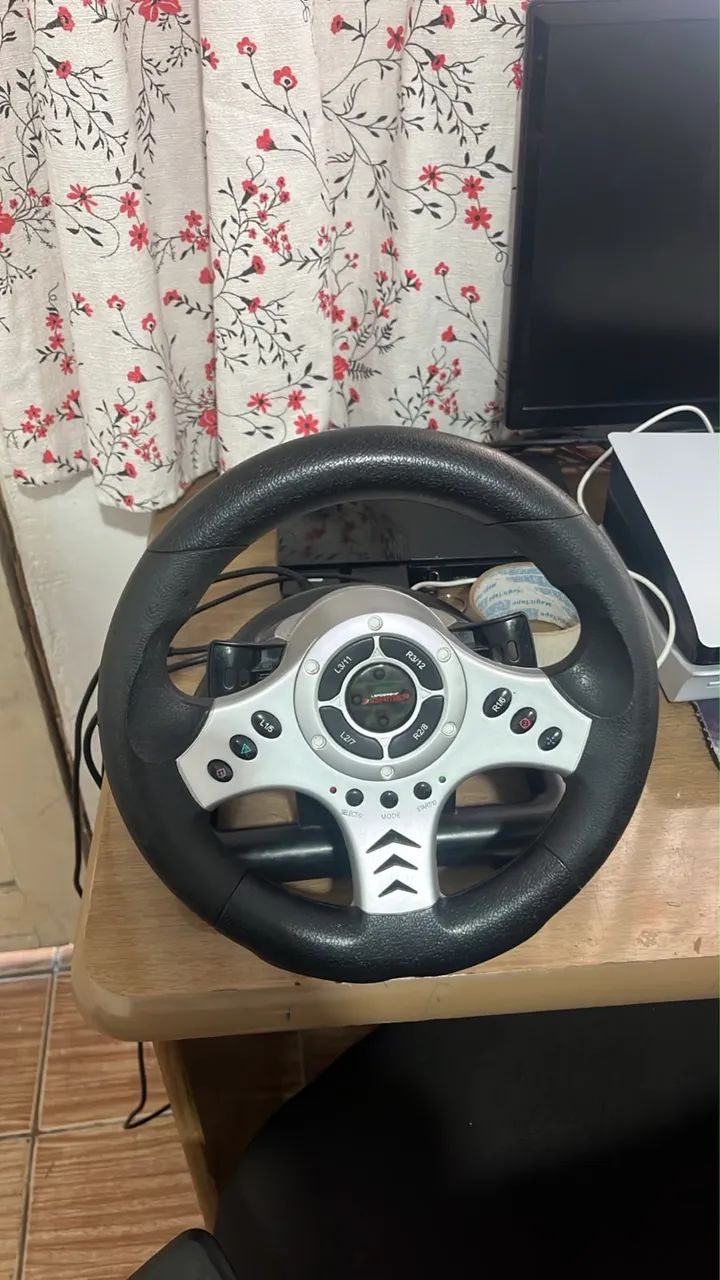 ps2 com 2 controles volante e pedal